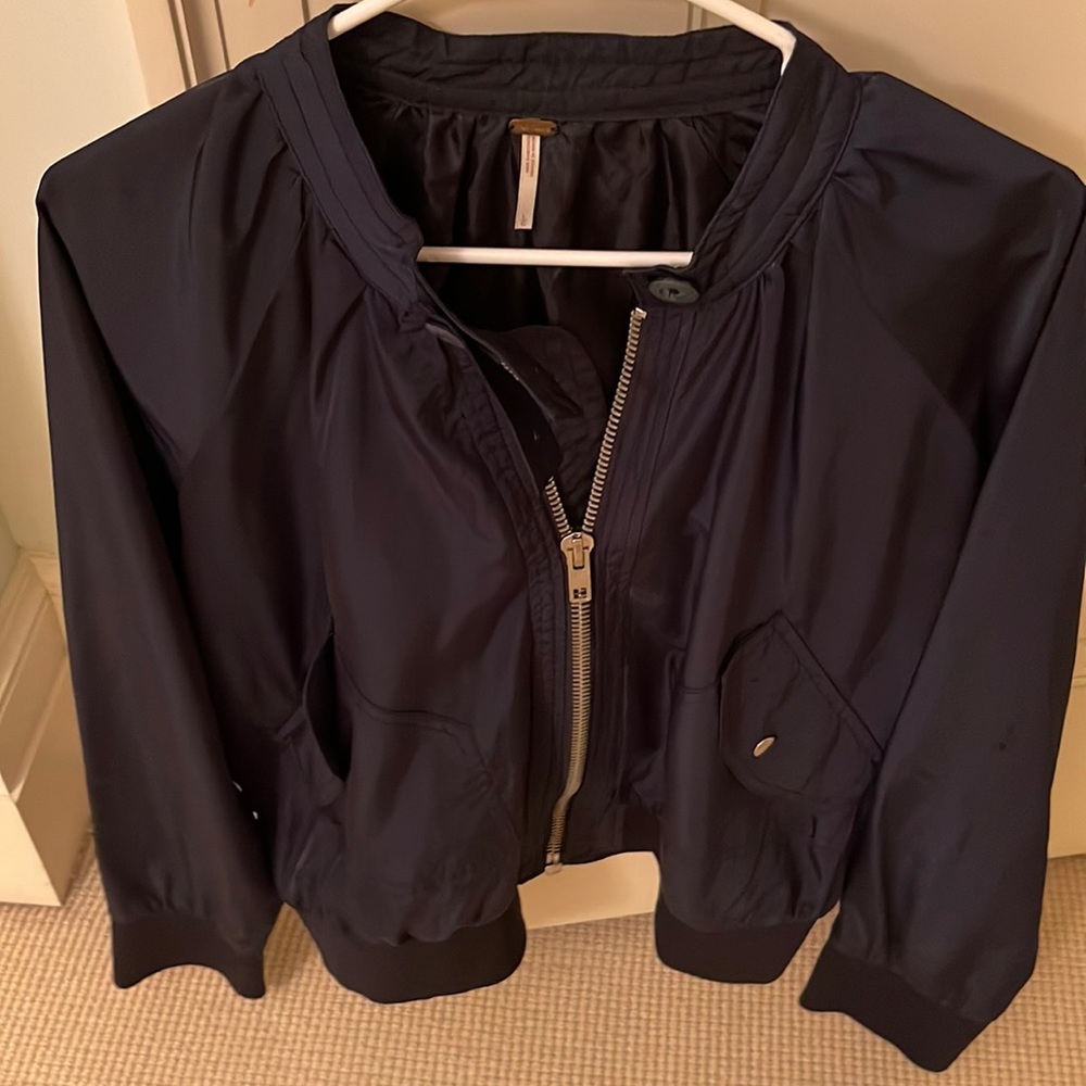 Free people navy bomber jacket